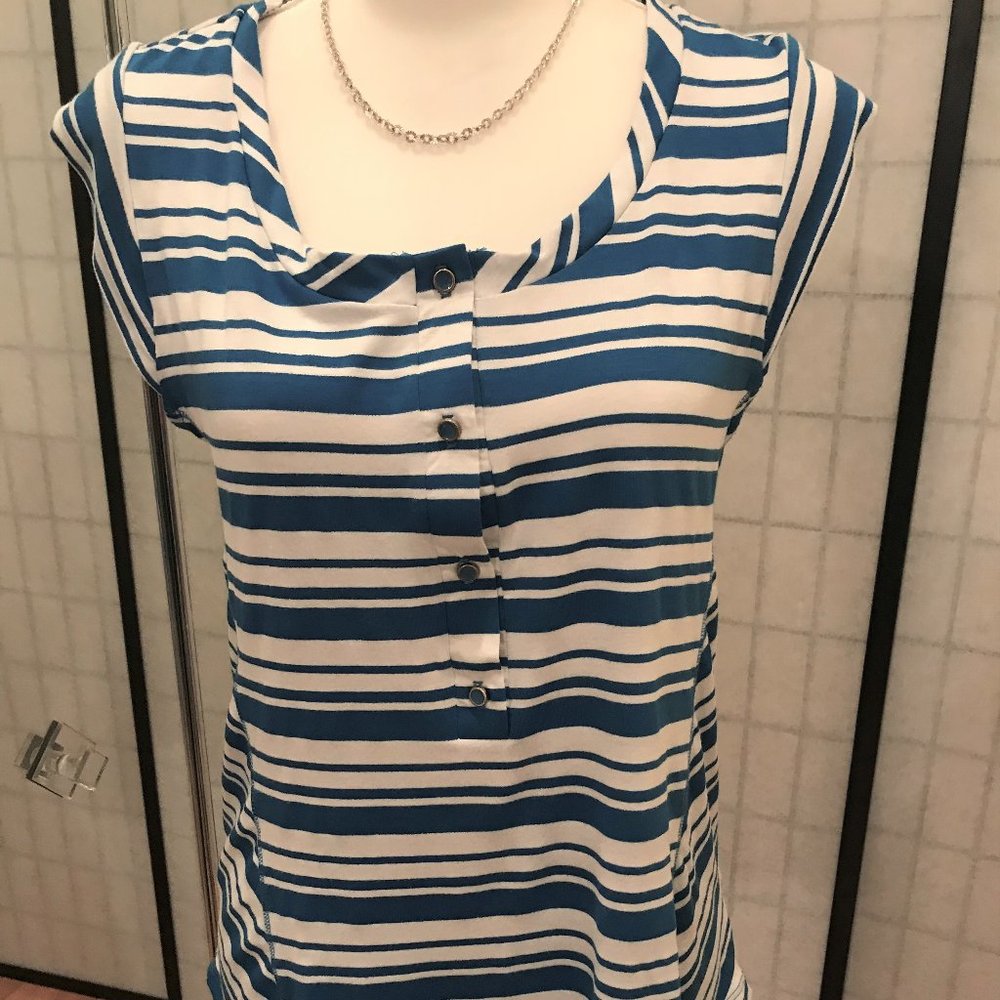 Pleione - Blue And White Stripe Top